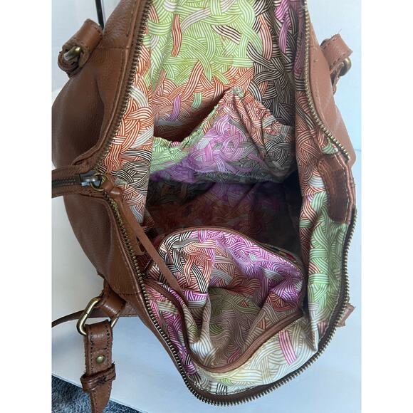 THE SAK HAPPY AND FREE LARGE COGNAC BROWN PEBBLED LEATHER SHOULDER TOTE BAG - Picture 8 of 10